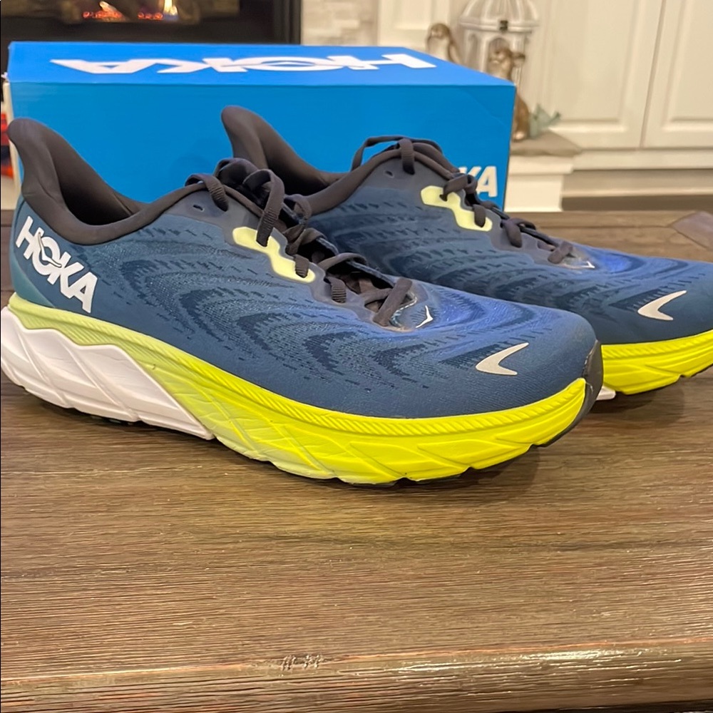 Hoka Men's Sneakers in Blue and Yellow Wide Width